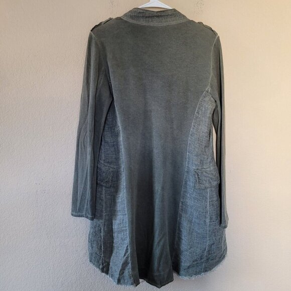 Womens Linen Blazer Duster Small Lightweight Military Grunge Retro Green Italy - Picture 7 of 7